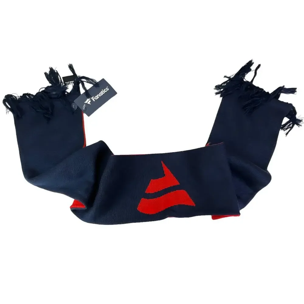 Fanatics Unisex Soft Fringed Color Block Winter Scarf Navy Blue Red 59 X 6.5